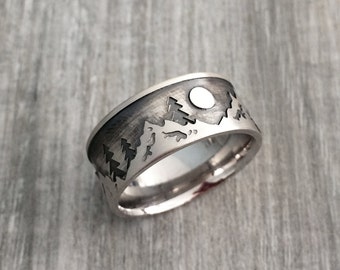 mountain ring men wedding ring sterling silver mountain ring mountain biker mountain lover jewelry mountain lover wedding band - Biker Wedding Rings mountain ring men wedding ring sterling silver mountain ring mountain biker mountain lover jewelry mountain lover wedding band - Biker Wedding Rings