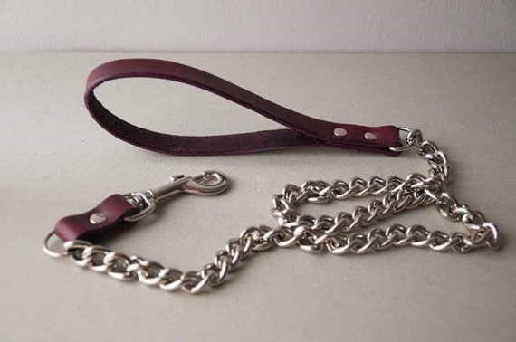 Chain Leash In Oxblood Handmade BDSM Fetish D