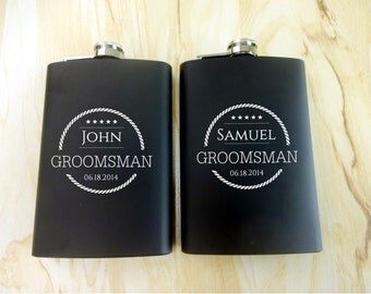 4 Personalized Flasks SET for Groom Groomsmen Dad by ARRstudio