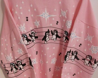 40% OFF! Vintage Fairy Kei Pastel "Club Miami" Penguin Sweater