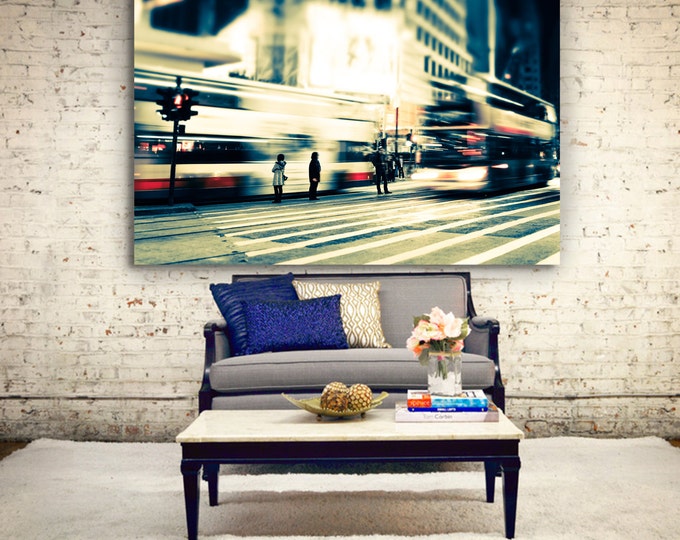 Abstract cityscape blurred background canvas wall art, night art, bokeh cityscape, blurred cityscape, blurred night city art