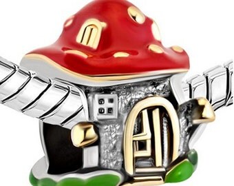 Charm Central Premium Mushroom House Charm for Charm Bracelets - Fits Pandora Bracelets