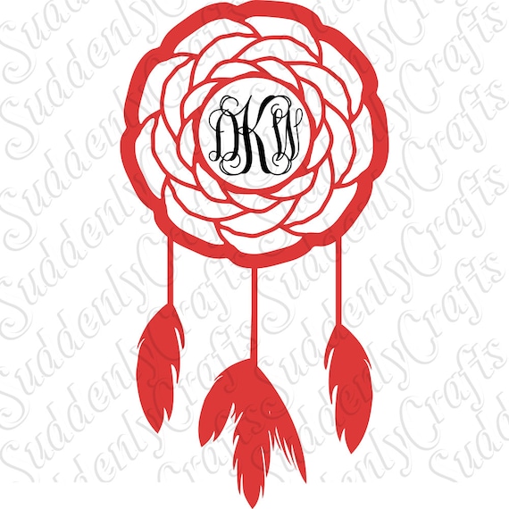 Decorative Rose Dream Catcher Monogram Circle by SuddenlyCrafts