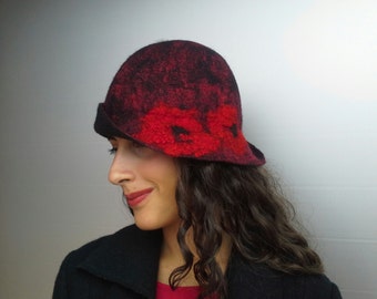 Felt hat, hat, hat vintage merino wool, Butterfly
