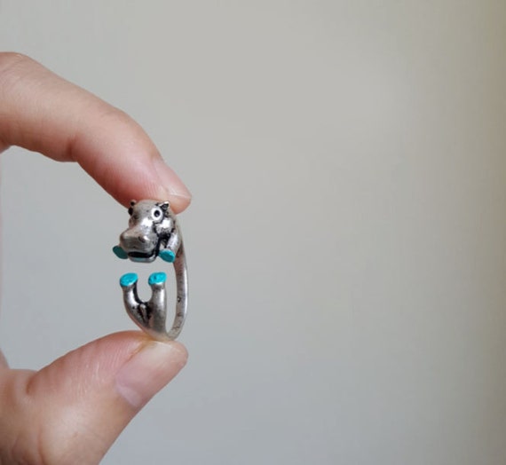 Hippo ring, Custom Colored Animal Wrap ring,Gift