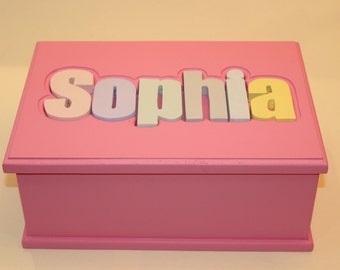 Wood Name Puzzle Treasure Box. Personalized. Keepsake. Kids. Gifts. Baby Shower