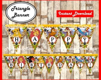 The Lion King Banner, printable The Lion King party Banner, The Lion King triangle Banner