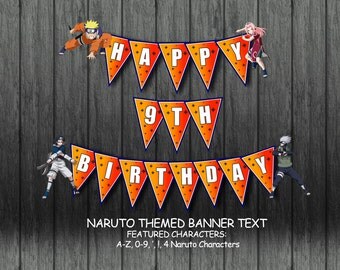 Naruto Themed Banner Text / Anime / Party Favors/ Invitation / Ninja / Instant Digital Download / DIY / Ready For Print / PDF