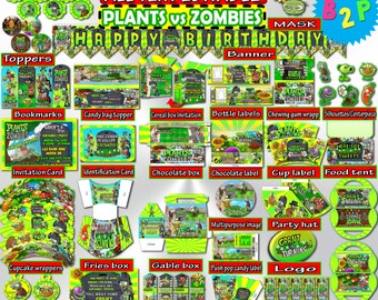Plants vs Zombies Birthday Kit, Editable Birthday Kit, Birthday Decorations Printable, Birthday Party Set, Birthday Instant Download