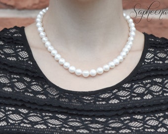 The CLASSIC Pearl Necklace- Freshwater Pearl Necklace with 14K Gold Fill Clasp- Hand made to order-Bridal/Wedding/Every day by Sapheena