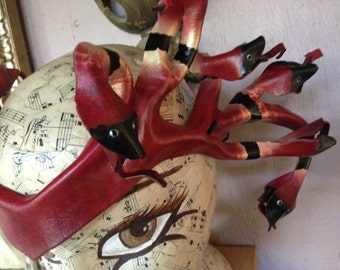 MEDUSA Crown, RED leather snake headpiece, Coral Snake Medusa by Faerywhere Masks
