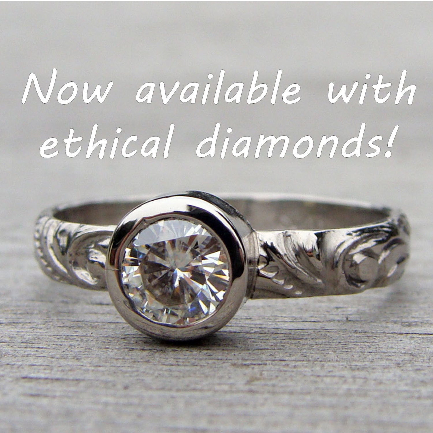 Ethical Diamond Engagement Ring Pure Carbon Lab Created