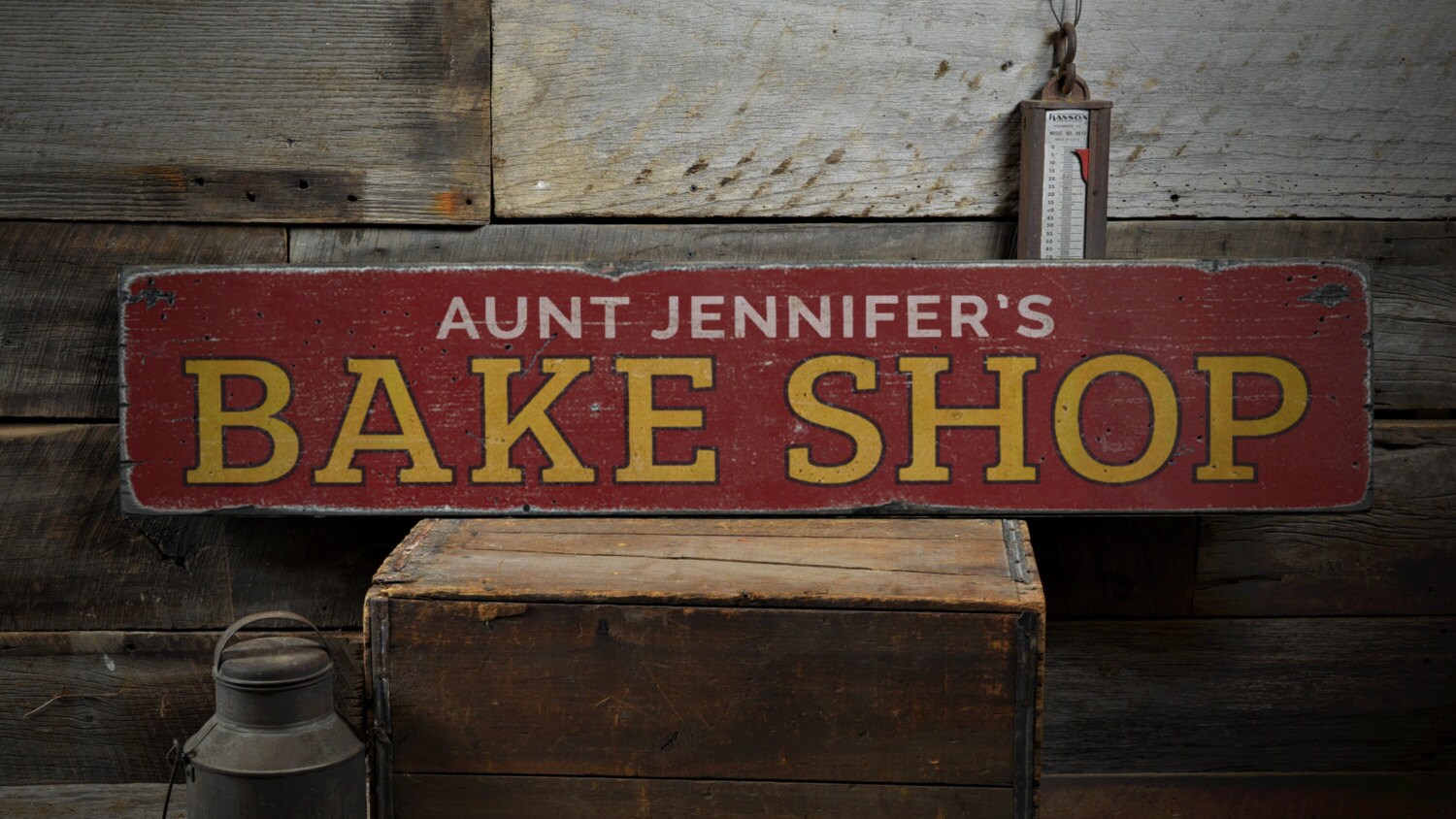 Bake Shop Wood Sign Personalized Baker Name Kitchen Sign