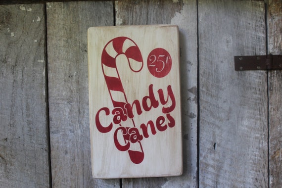Primitive Wood Sign Candy Canes Retro Christmas Christmas 