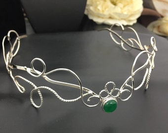 Renaissance Circlet, Tiara, Wedding Circlet, Renaissance Cosplay Circlet, Elvish Leaf Circlet, High End Bridal, Sterling Silver Circlet