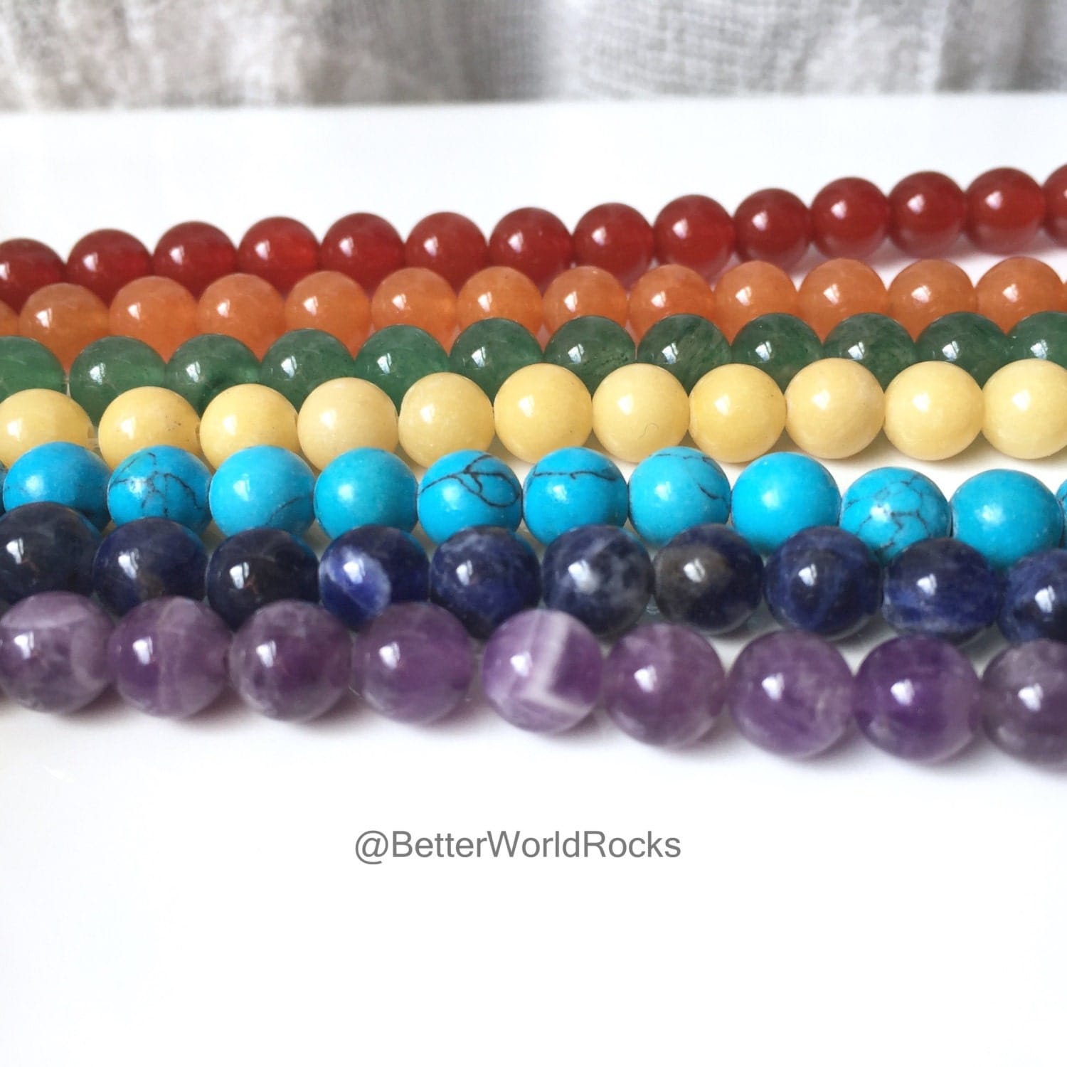 7 Strands of 6mm Chakra Beads 6 mm Chakra Bead Set Over 9