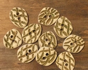 FREE SHIPPING Set of 10 Handmade Ceramic Buttons
