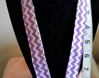 Purple and White Chevron Lanyard