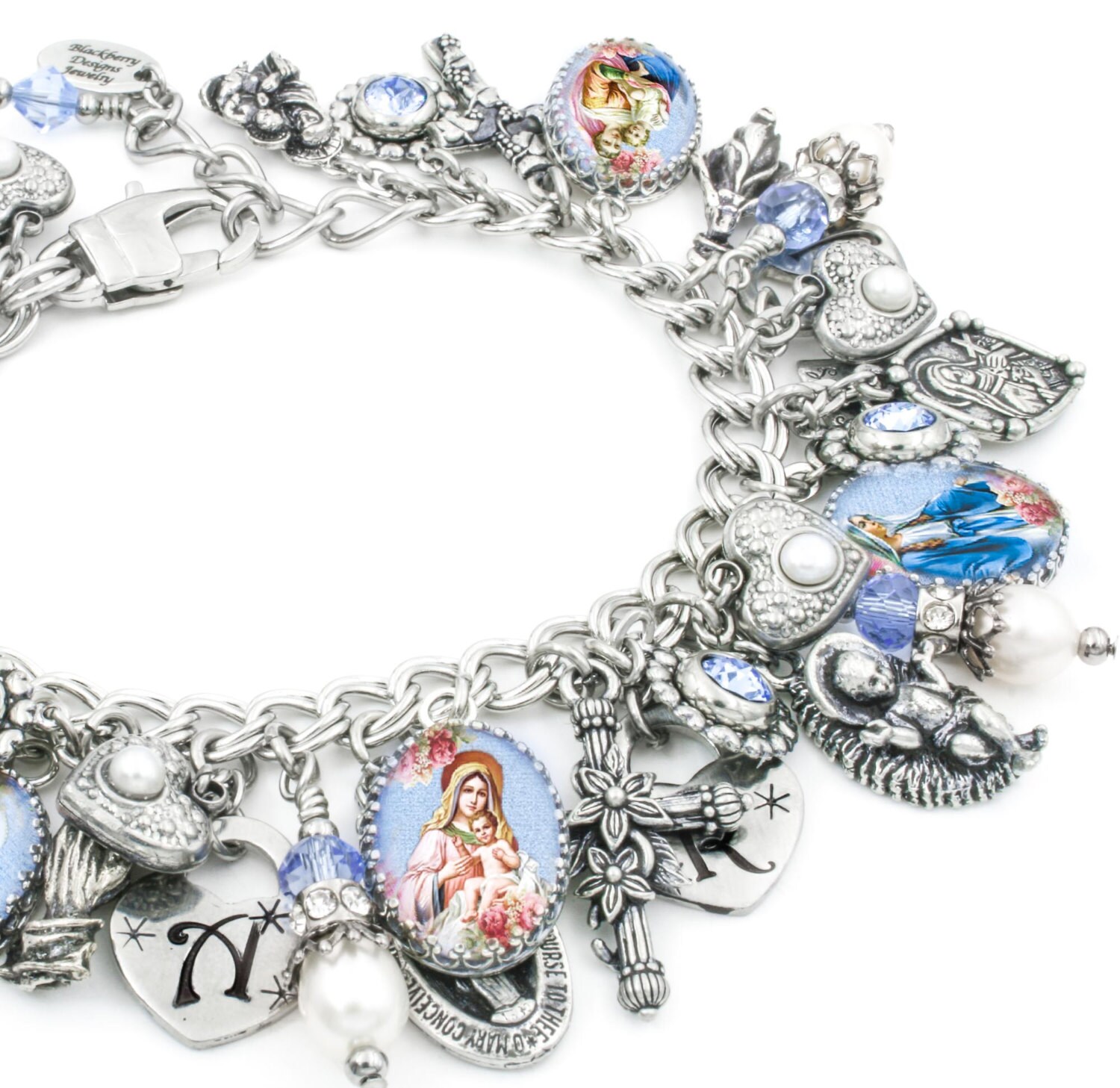 Mother Mary Sacred Heart Jewelry Catholic Bracelet Virgin