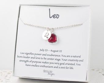Leo Zodiac Silver Necklace, Leo July Birthday Necklace, July Birthday Jewelry, Zodiac Necklace, Astrology Silver Necklace