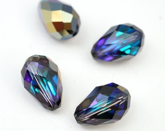 4 pcs Swarovski crystal heliotrope teardrop beads, 13.5mm x 9mm, article 5500