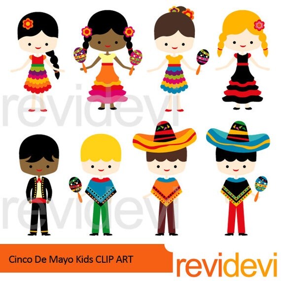 Cinco de mayo kids clipart Fiesta Mexican Boys Girls digital