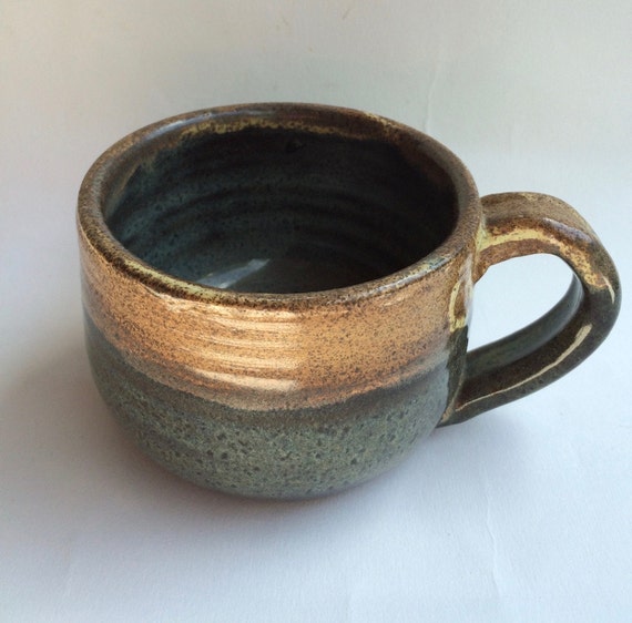 handmade nutmeg AND blue mug/ ceramic /pottery/ ready to