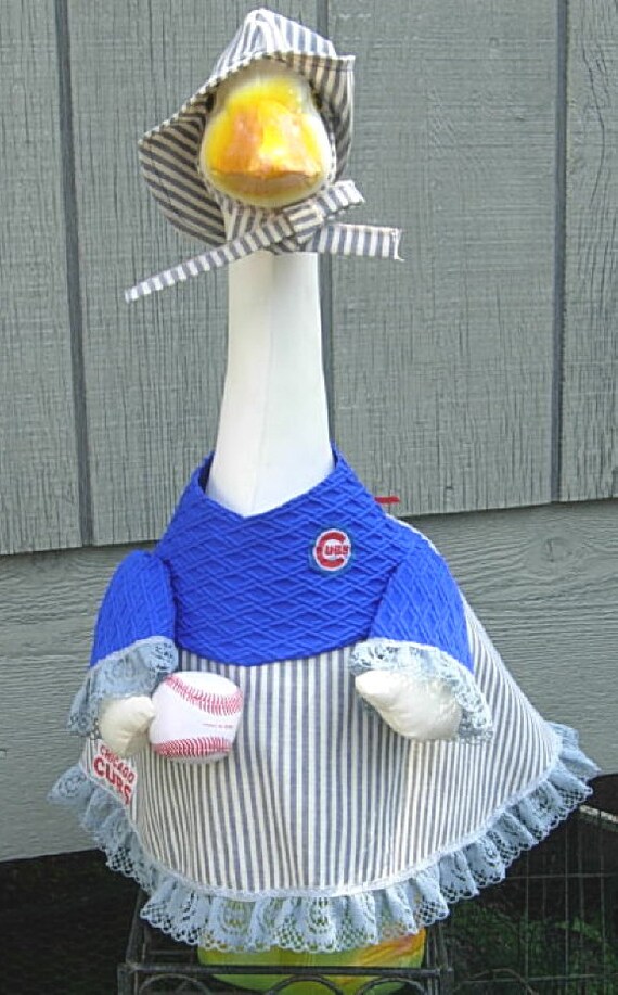 Girl Goose Chicago Cubs outfit for 24 cement lawn goose