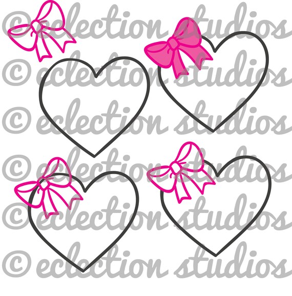 Valentine's Day heart with bow SVG png jpg DXF by ...