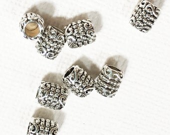 30 pcs of antique Silver tube spacer beads 6x5mm, metal spacer beads