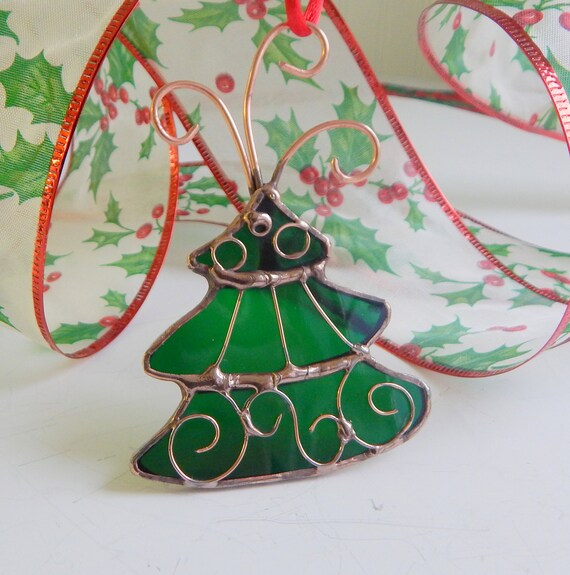 Unique Whimsical Glass Tree Ornament Stained by LyonsCreations