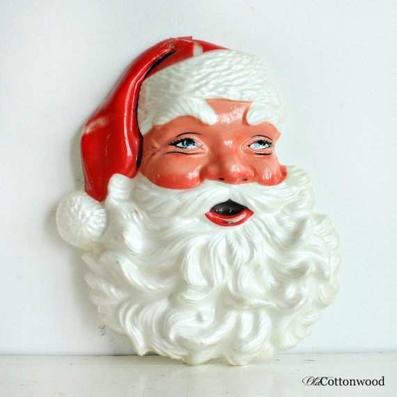 Vintage Styrofoam Santa Face Dotted Halftone by OldCottonwood