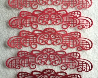 Scrapbook Borders...5 Piece Set of Very Beautiful Shades of Red Scrapbook Border Embellishments