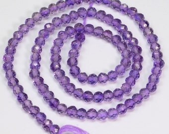 Lavender 3.6MM Purple Amethyst Faceted Rondelle Beads 13 inch Strand