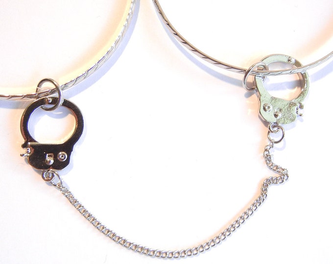 Silver-tone Handcuff Charm with Bangles