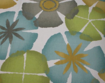 FREE SHIP Robert Allen By the yard Pure Petals Fabric Aqua, Gray, Green, Brown, Cream modern flowers fabric  -  BearlyArtDesigns Store