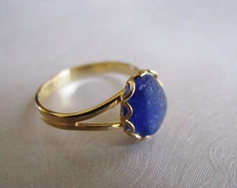 Cobalt Blue Sea Glass Ring, beach glass ring, adjustable ring, nautical ring, sea glass jewelry, beach glass jewelry, sapphire blue ring