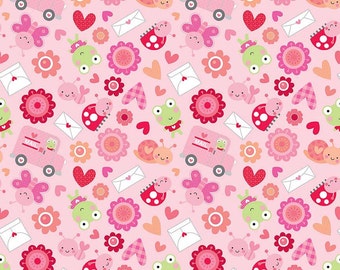 Clearance FABRIC LOVEBUG and Hearts 1/2 Yard
