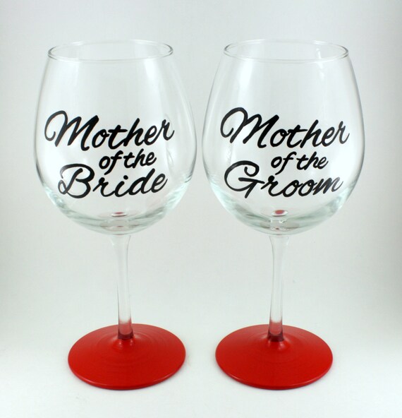 Mother of The Bride and Groom Wedding Party Wine Glasses SET