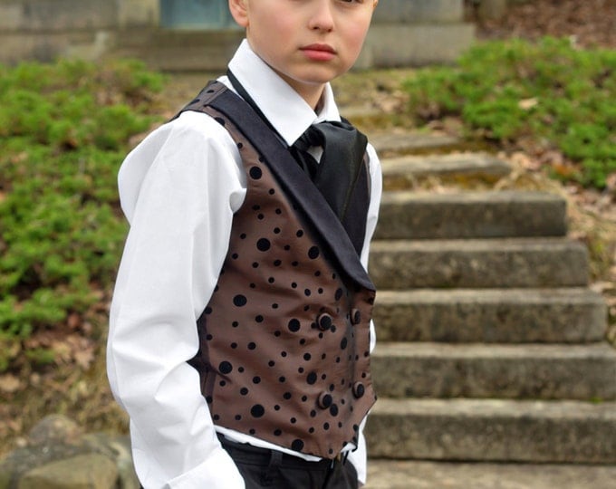 Boys Waistcoat - Ring Bearer Vest - Steampunk Wedding - Gothic Vest - Toddler Boy Vest - Little Boy Vest - Victorian - Ascot - sz 2T to 12