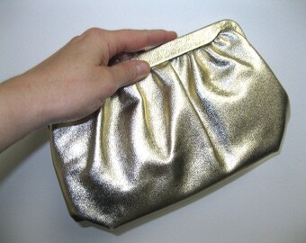 Vintage 1960s Gold Lame Glam Prom Wedding Clutch Purse