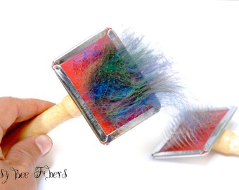 Mini Hand Carder Fiber Blender Tool Flicker for felting or spinning - One pair