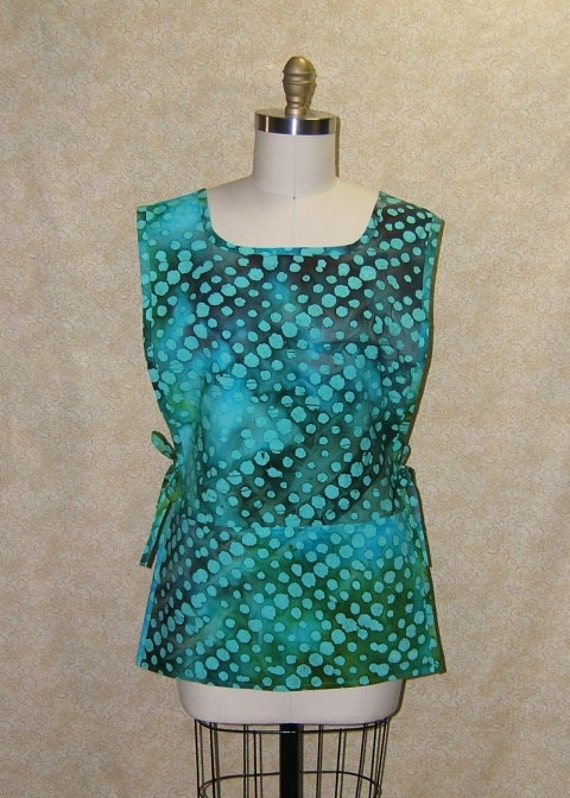 Apron Sea Glass Tunic batik print cobbler cotton 2 section