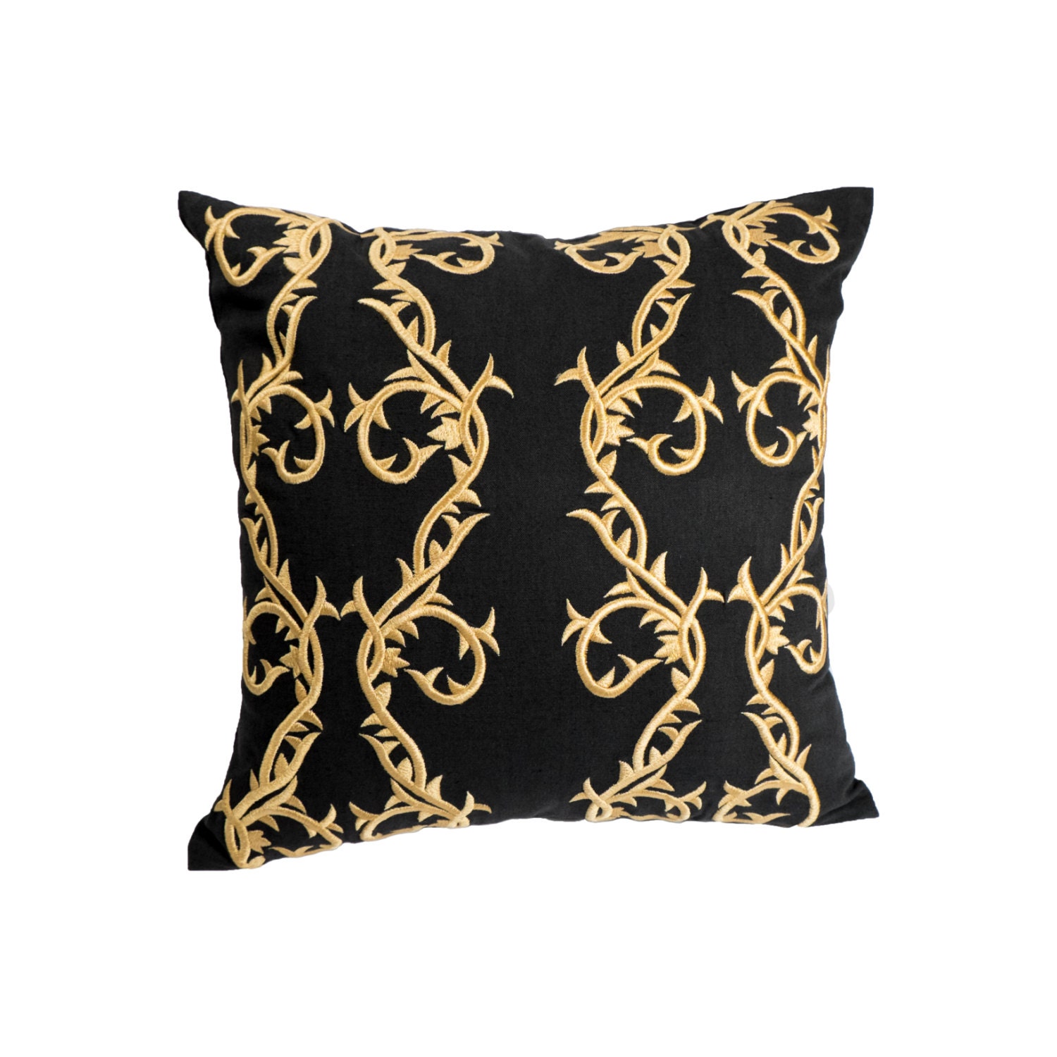 Black Gold Pillow Cover Decorative Pillow Cover Embroidered