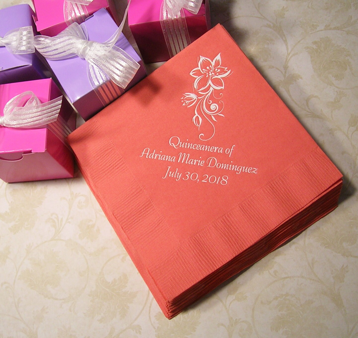 Quinceanera napkins Mis Quince Mis Quince Anos personalized