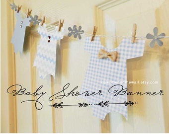 KIT Boy Baby Shower Banner / Baby Onesie Garland / Baby Shower Decoration / Nursery Decoration / Baby Shower Party / Baby Onesie / Its a Boy
