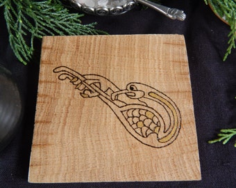 Rustic Book of Kells Inspired Pyrographic Altar Tile