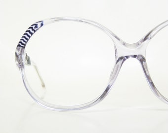 Vintage 1970s Retro Eyeglasses Womens Blue Clear Sunglasses Indie Hipster Chic 70s Seventies Ladies Transparent Crystal Deadstock