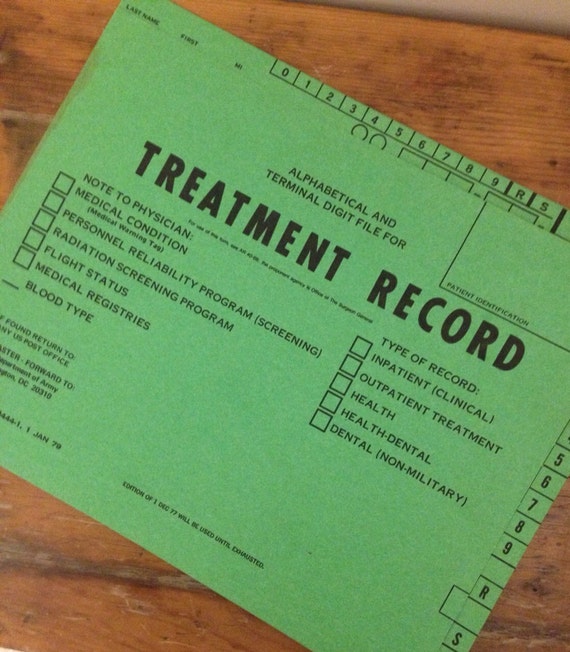 Vintage Army Treatment Record Folders Set of 4 Jan 1979