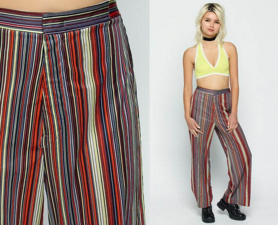 blue and white striped bell bottoms